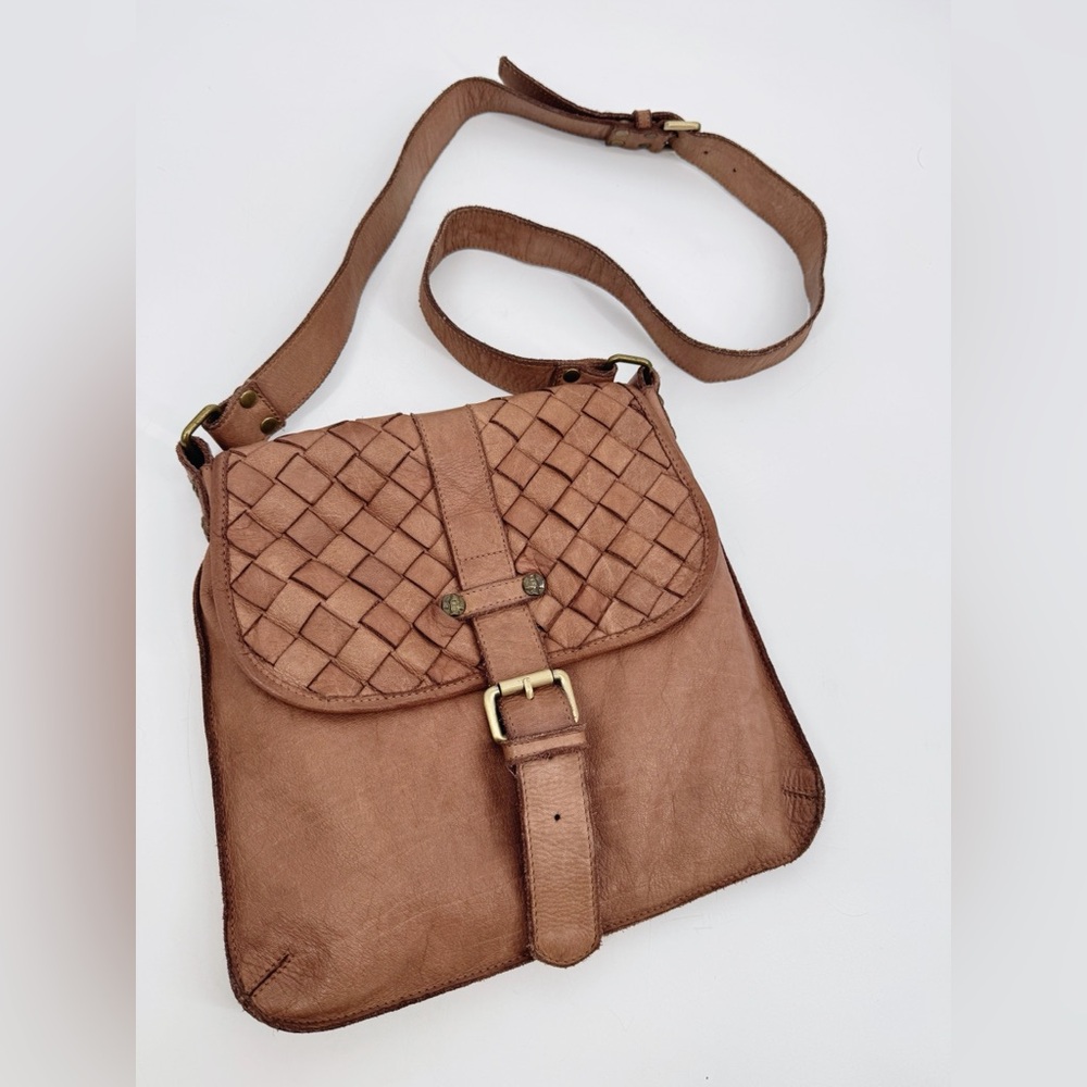 Civico 93 Genuine Leather Woven Flap Crossbody Bag Brown Made in Italy - Picture 12 of 12